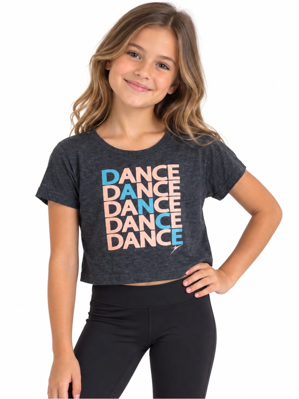 So Danca Girls Dance Graphic Crop T-Shirt Charcoal – Approx. Medium